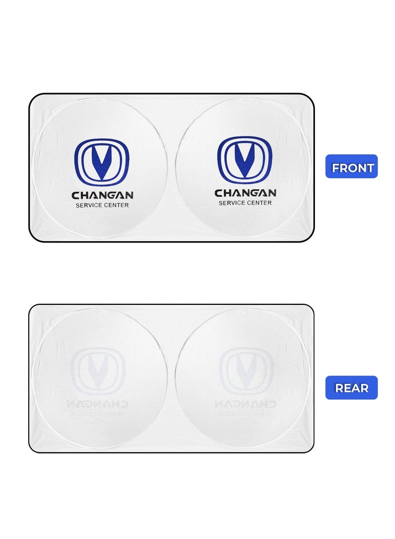 تشانجان مظلة سيارة قابلة للطي من CHANGAN تحمي من الأشعة فوق البنفسجية والحرارة وتحافظ على برودة سيارتك وتمنع الأشعة فوق البنفسجية، ومظلة زجاج السيارة الأمامي، ومظلة السيارة، ومظلة الشمس للسيارة، ومظلة الشمس للسيارة، ومظلة الشمس - Image 2