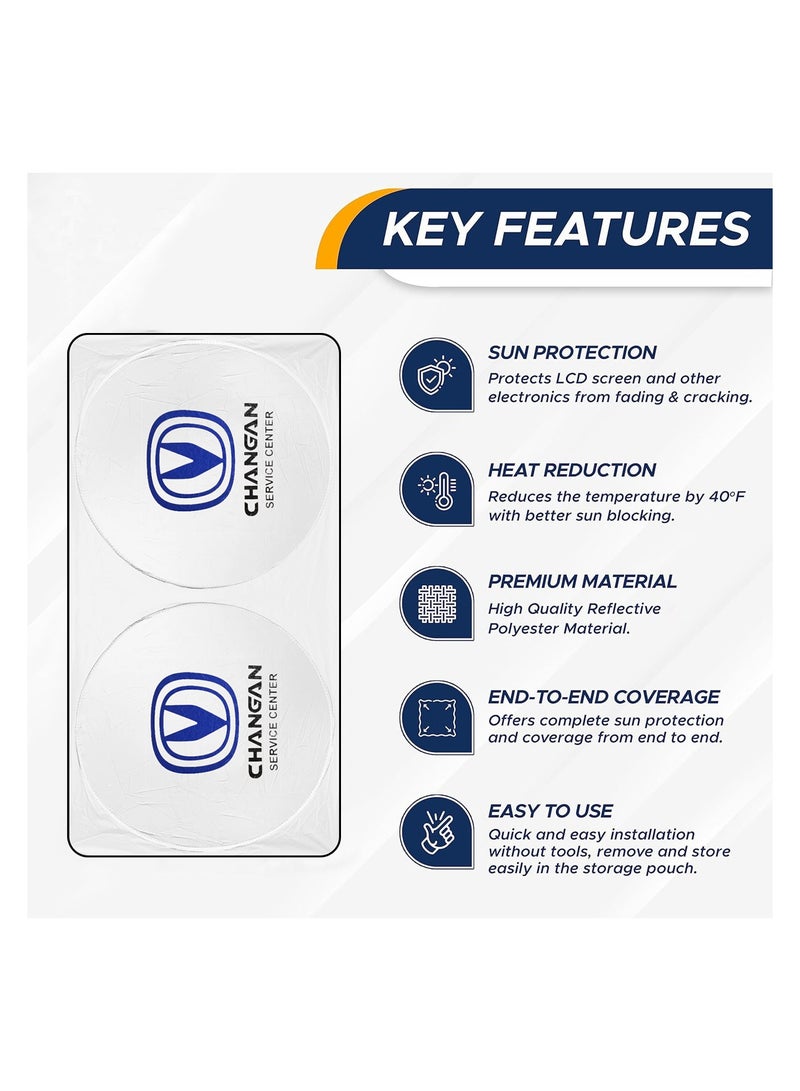 تشانجان مظلة سيارة قابلة للطي من CHANGAN تحمي من الأشعة فوق البنفسجية والحرارة وتحافظ على برودة سيارتك وتمنع الأشعة فوق البنفسجية، ومظلة زجاج السيارة الأمامي، ومظلة السيارة، ومظلة الشمس للسيارة، ومظلة الشمس للسيارة، ومظلة الشمس - Image 4