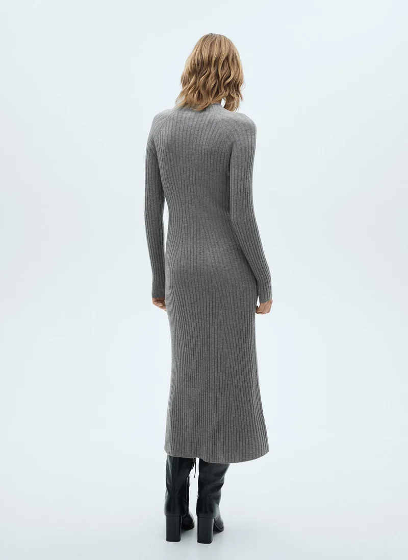 مانجو Flared Knit Perkins Collar Dress