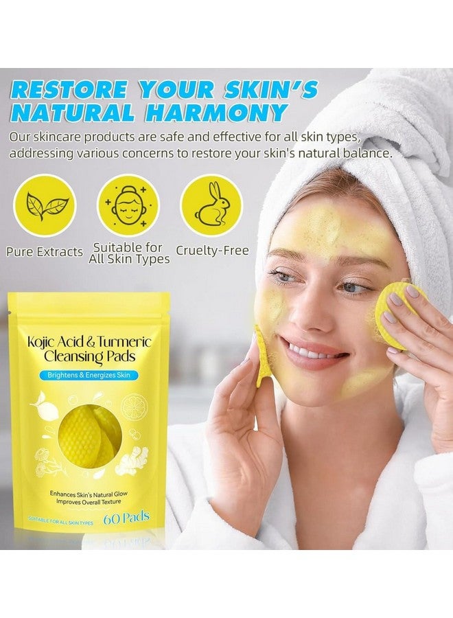 GOPINATHJI GOPINATHJI 60 PCS Turmeric Kojic Acid Pads with VC and Vitamin B5, Kojic Acid and Turmeric Cleansing Pads Balance the Skin's Oils, Remove Unwanted Exfoliation and Dirt From the Body's Skin - Image 4