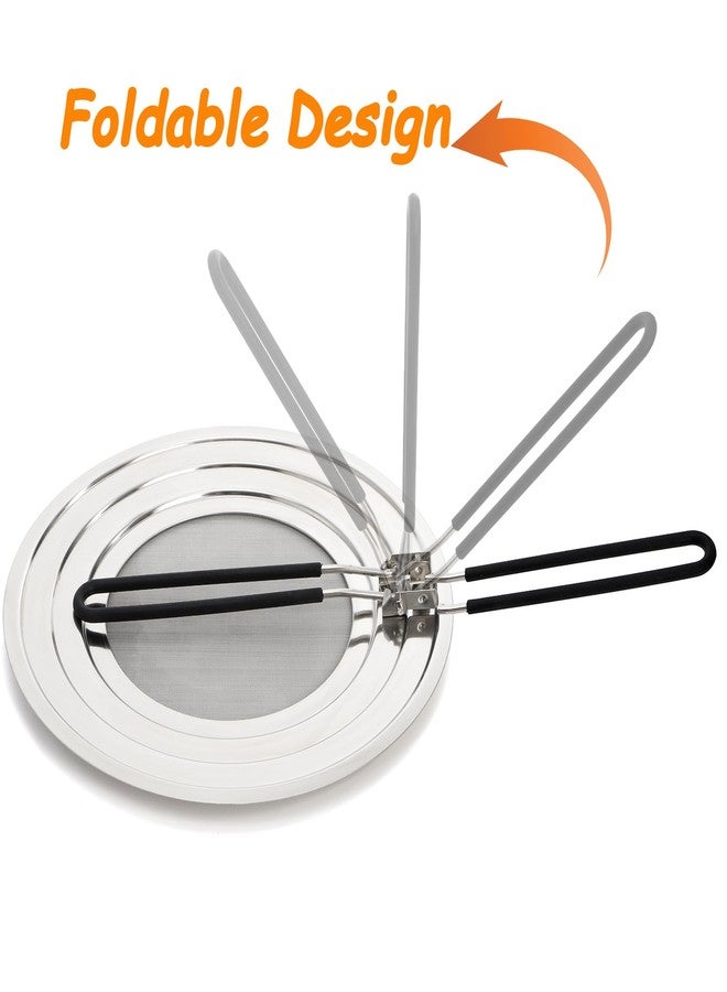 Frcctre 2 Pack Stainless Steel Splatter Screen for Frying Pan, 12 Inch Grease Splatter Guard with Foldable Silicone Handle, Food Strainer Cooling Mat Cover Oil Splash from Bacon, Oil, or Deep Fryer - Image 3