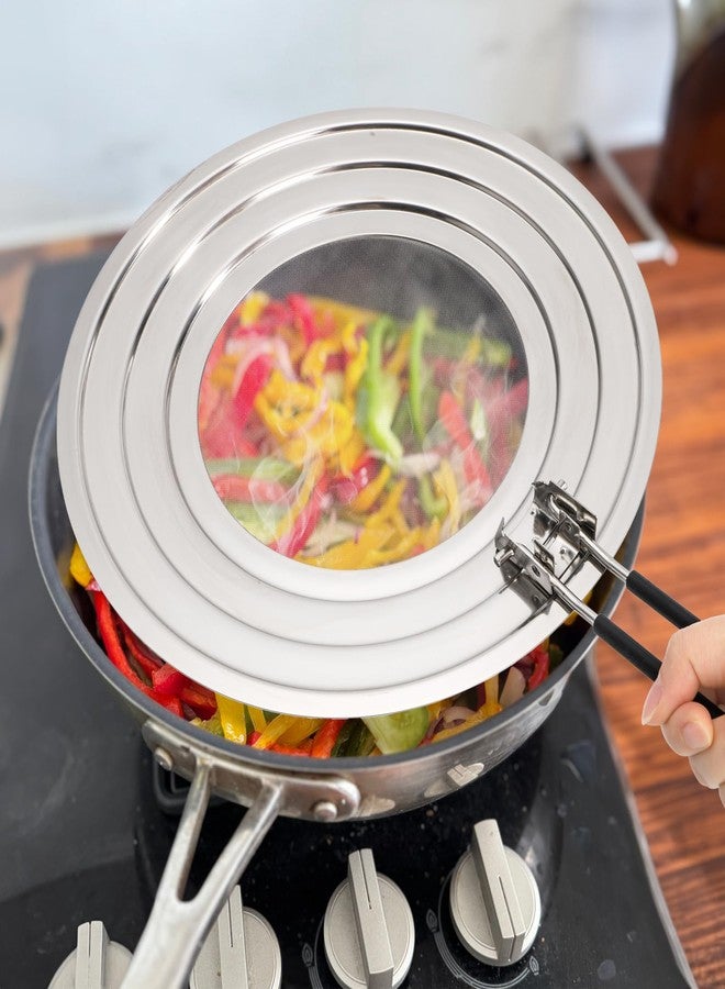 Frcctre 2 Pack Stainless Steel Splatter Screen for Frying Pan, 12 Inch Grease Splatter Guard with Foldable Silicone Handle, Food Strainer Cooling Mat Cover Oil Splash from Bacon, Oil, or Deep Fryer - Image 5