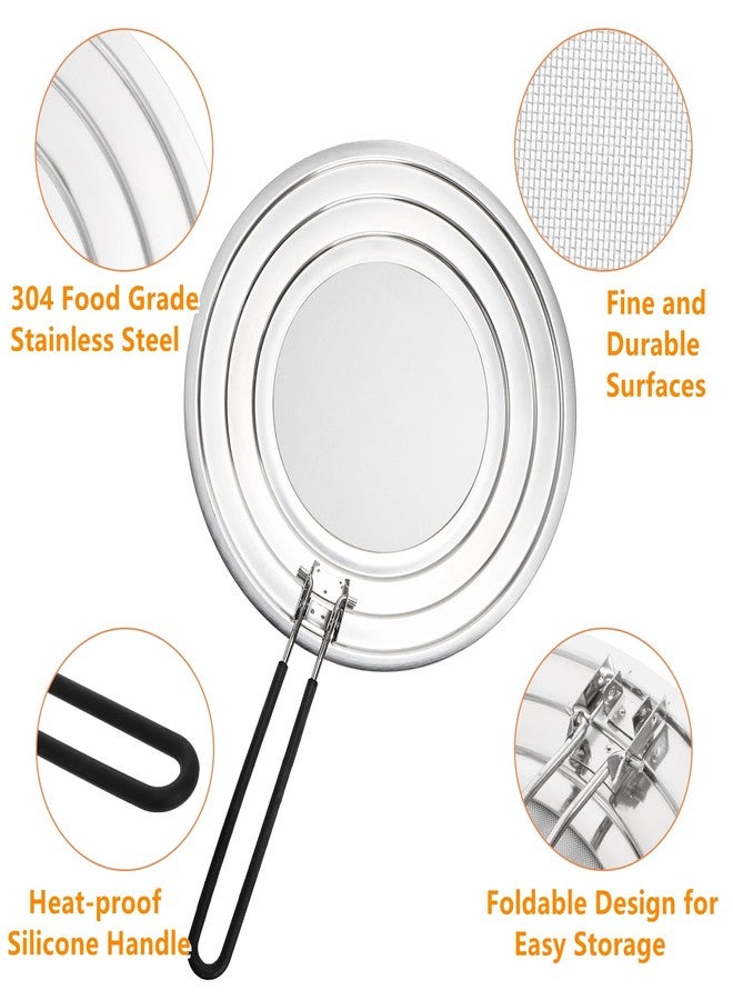 Frcctre 2 Pack Stainless Steel Splatter Screen for Frying Pan, 12 Inch Grease Splatter Guard with Foldable Silicone Handle, Food Strainer Cooling Mat Cover Oil Splash from Bacon, Oil, or Deep Fryer - Image 4