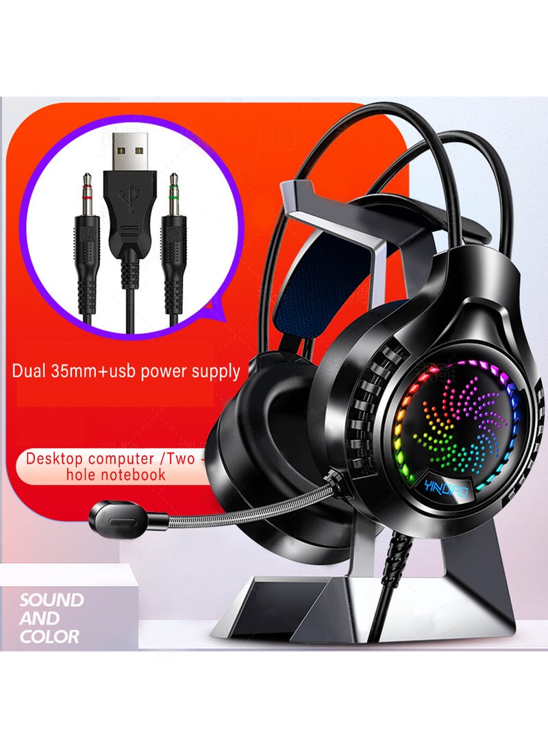 إكس ليفيل سماعة ألعاب، سماعات رأس سلكية فوق الأذن مزودة بميكروفون وأضواء LED ملونة، مع خاصية إلغاء الضوضاء، لأجهزة PS5/PS4/Xbox One/Nintendo Switch/PC/Mac - لون أسود - Image 1