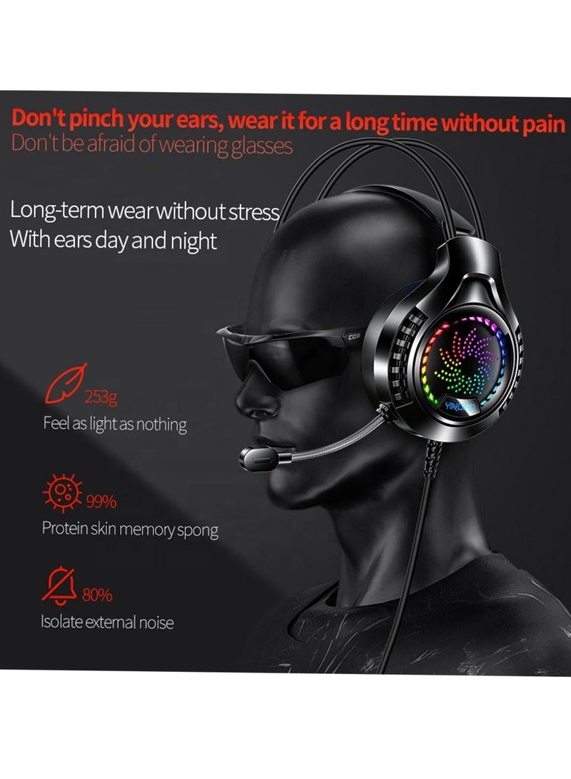 إكس ليفيل سماعة ألعاب، سماعات رأس سلكية فوق الأذن مزودة بميكروفون وأضواء LED ملونة، مع خاصية إلغاء الضوضاء، لأجهزة PS5/PS4/Xbox One/Nintendo Switch/PC/Mac - لون أسود - Image 3