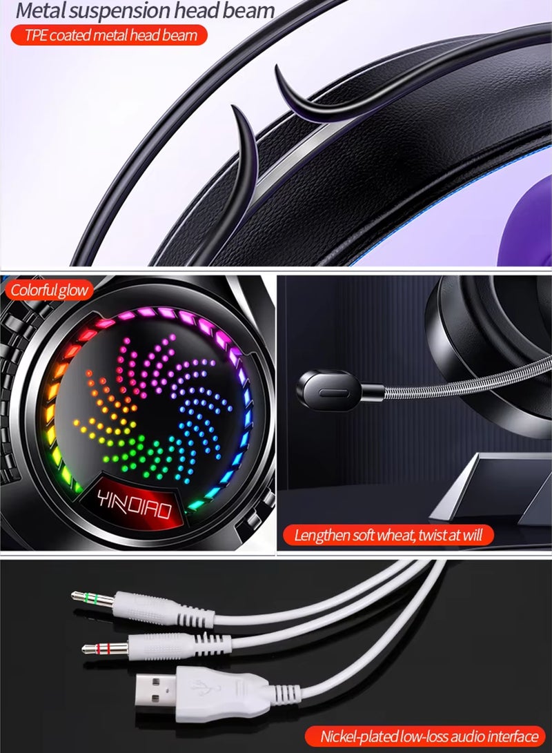 إكس ليفيل سماعة ألعاب، سماعات رأس سلكية فوق الأذن مزودة بميكروفون وأضواء LED ملونة، مع خاصية إلغاء الضوضاء، لأجهزة PS5/PS4/Xbox One/Nintendo Switch/PC/Mac - لون أسود - Image 5