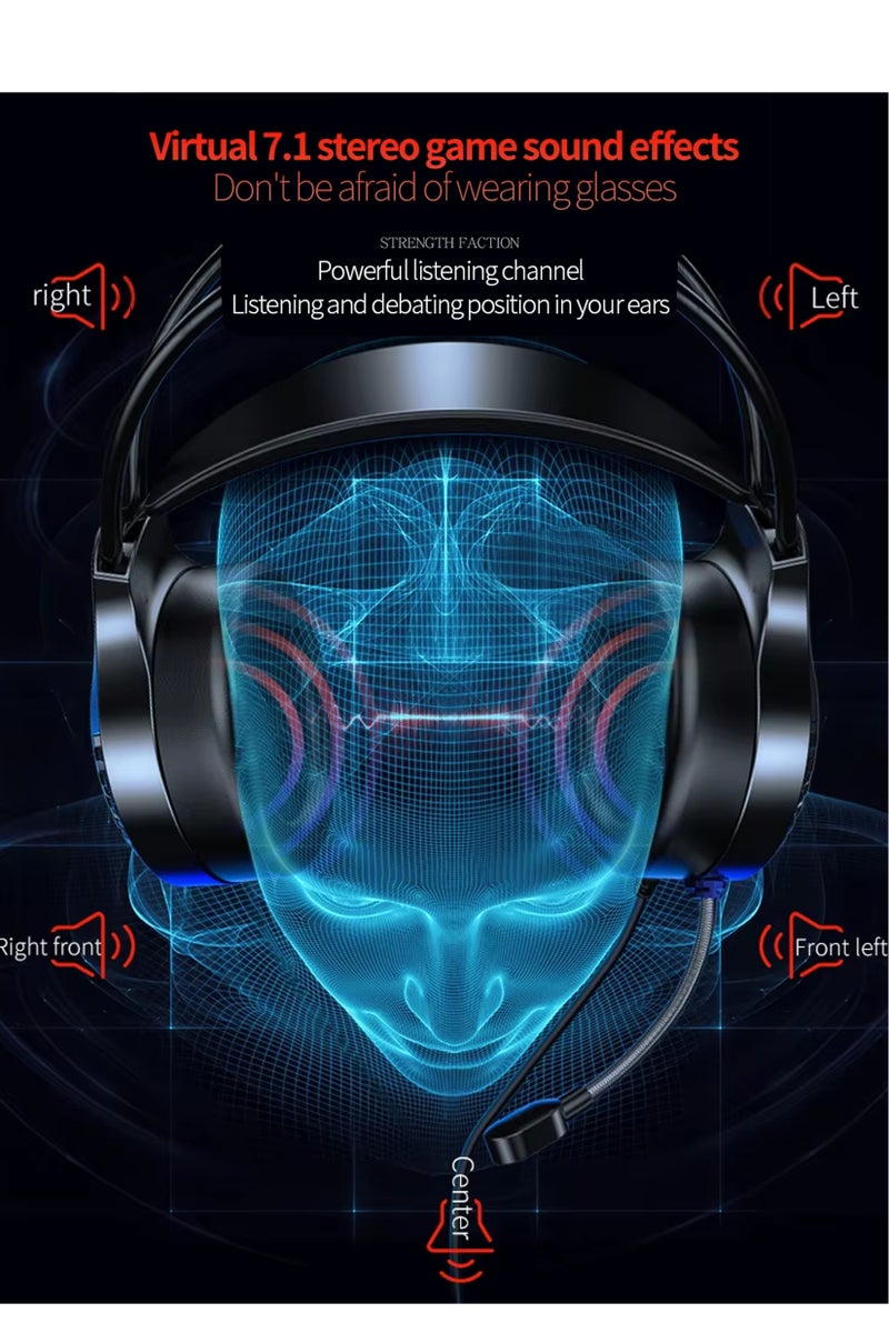 إكس ليفيل سماعة ألعاب، سماعات رأس سلكية فوق الأذن مزودة بميكروفون وأضواء LED ملونة، مع خاصية إلغاء الضوضاء، لأجهزة PS5/PS4/Xbox One/Nintendo Switch/PC/Mac - لون أسود - Image 4