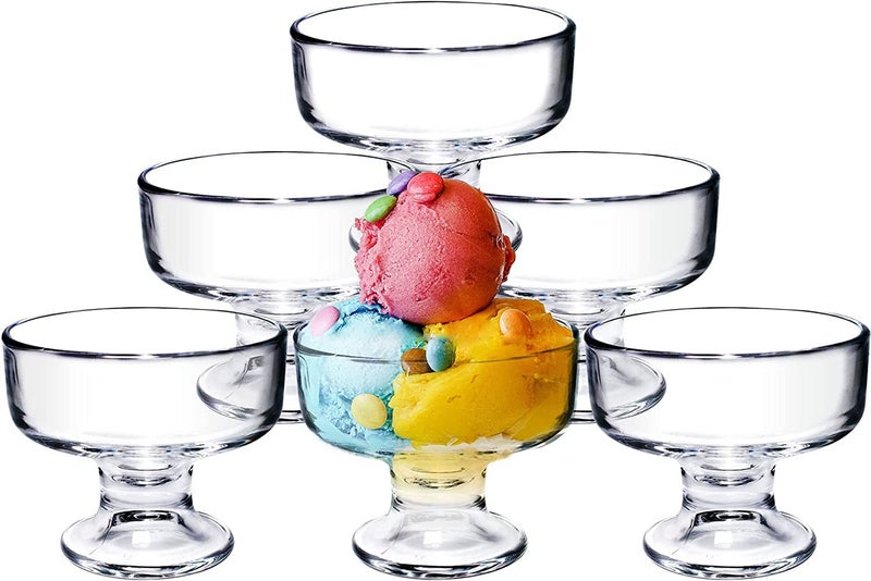 bellemax 300 ML Ice Cream Glasses Cups Dishes for Desserts, Milkshake,Fruit and Pudding Glass Serving Bowls, Perfect for Home, Restaurants and Parties Dishwasher Safe (Set of 6) (BM-07) - Image 1
