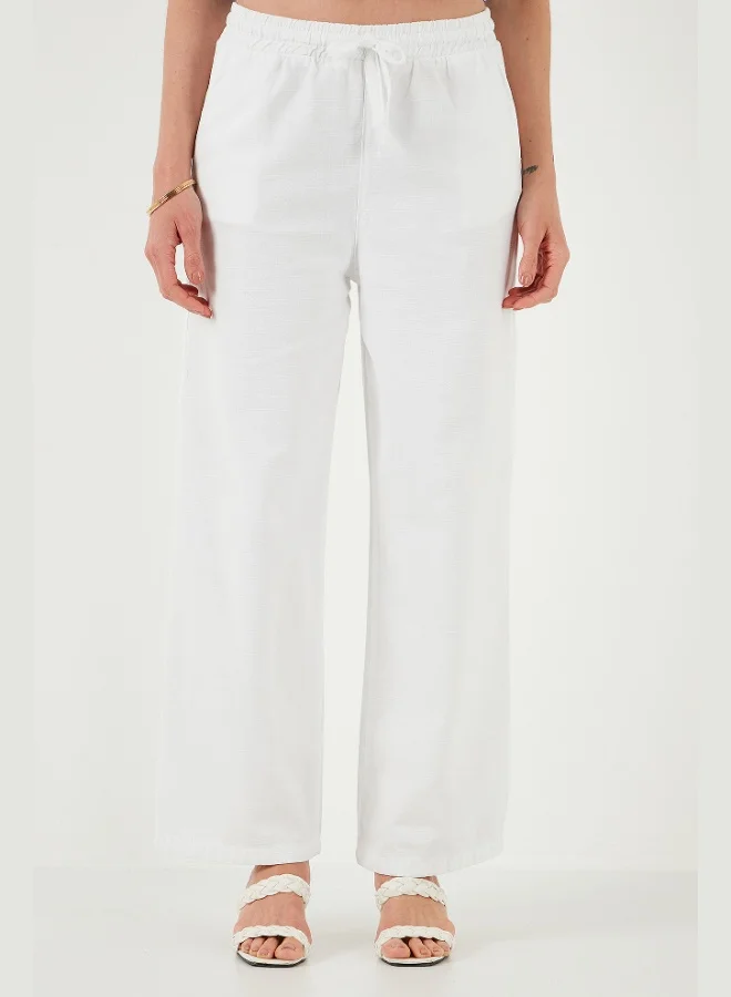 ليلا بنطلون نسائي واسع الساق بخصر عالٍ وقصة مريحة من قطن ليلا