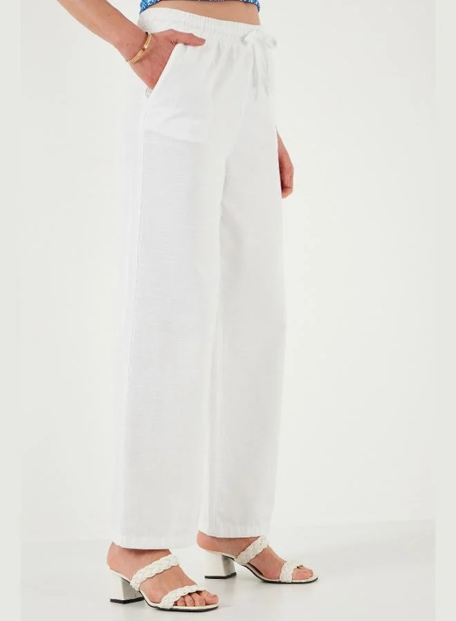 Lela  Lela Cotton Relaxed Fit High Waist Wide Leg Trousers Women's Pants 668YP5118 for Women | Best Price UAE