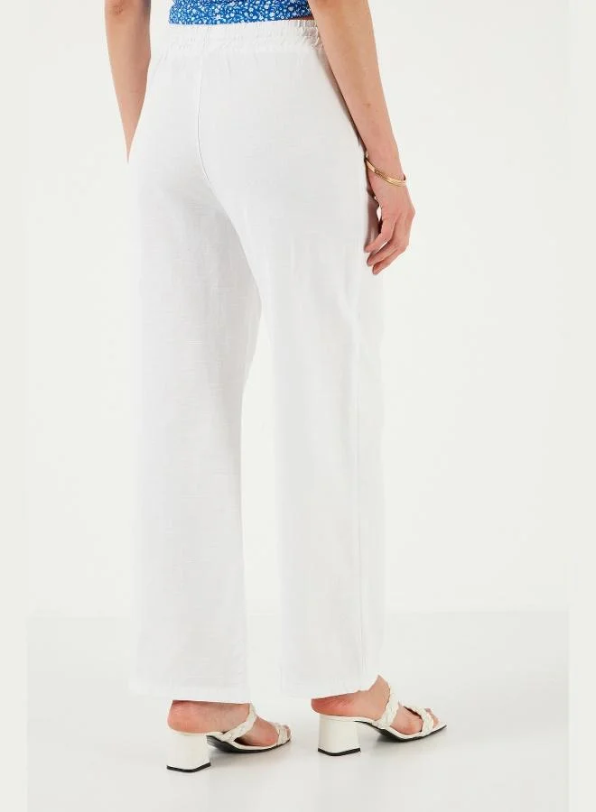 Lela  Lela Cotton Relaxed Fit High Waist Wide Leg Trousers Women's Pants 668YP5118 for Women | Best Price UAE