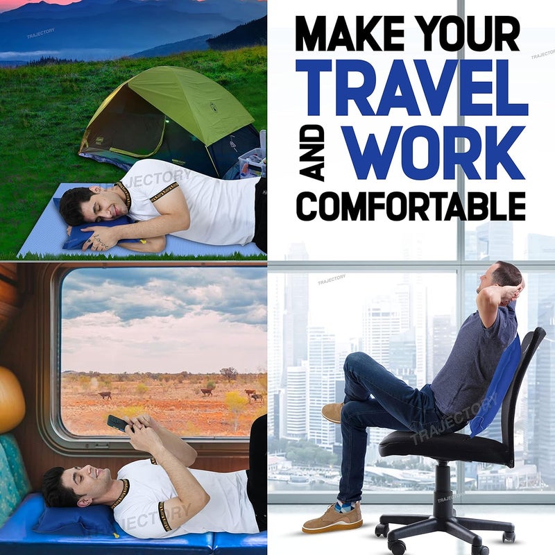 Air Son Air Son Inflatable Air Pillow Travel headrest Accessory with 2 Years Warranty for Plane Flight Bus and Office for Men and Women Inflatable Pillow Blue - Image 2