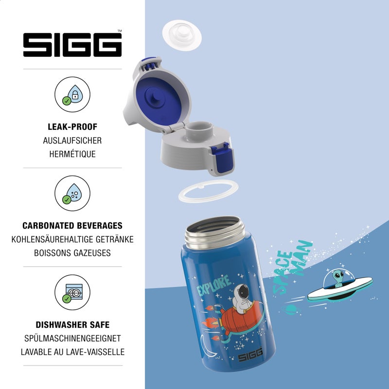 Sigg - Kids Water Bottle - Shield ONE Space - Leakproof - Lightweight - BPA Free - Stainless Steel - Blue With Astronaut - 17 Oz - Image 3