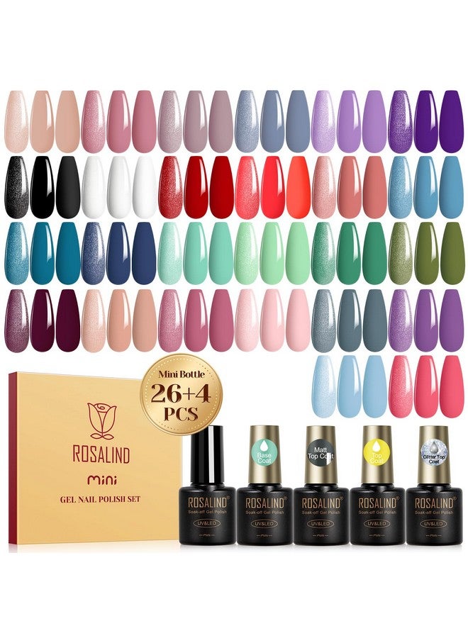 روزاليند مجموعة طلاء أظافر جل من روزاليند، 30 قطعة، مع قاعدة لامعة غير لامعة وطبقة علوية لامعة، طلاء أظافر جل متعدد الألوان، مجموعة أظافر جل تدوم طويلاً، هدايا مانيكير منزلية الصنع - Image 1
