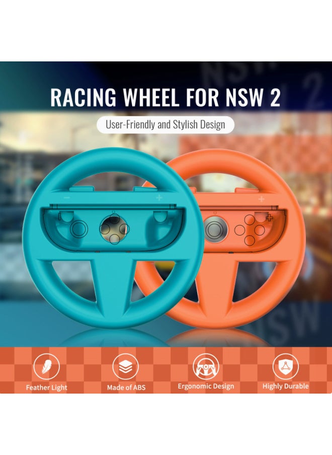 ماركة غير محددة عجلة قيادة JYS الجديدة Switch2 Mario Racing عجلة قيادة JOYCON (عبوة من قطعتين) - لون المنتج: أزرق برتقالي  - Image 2