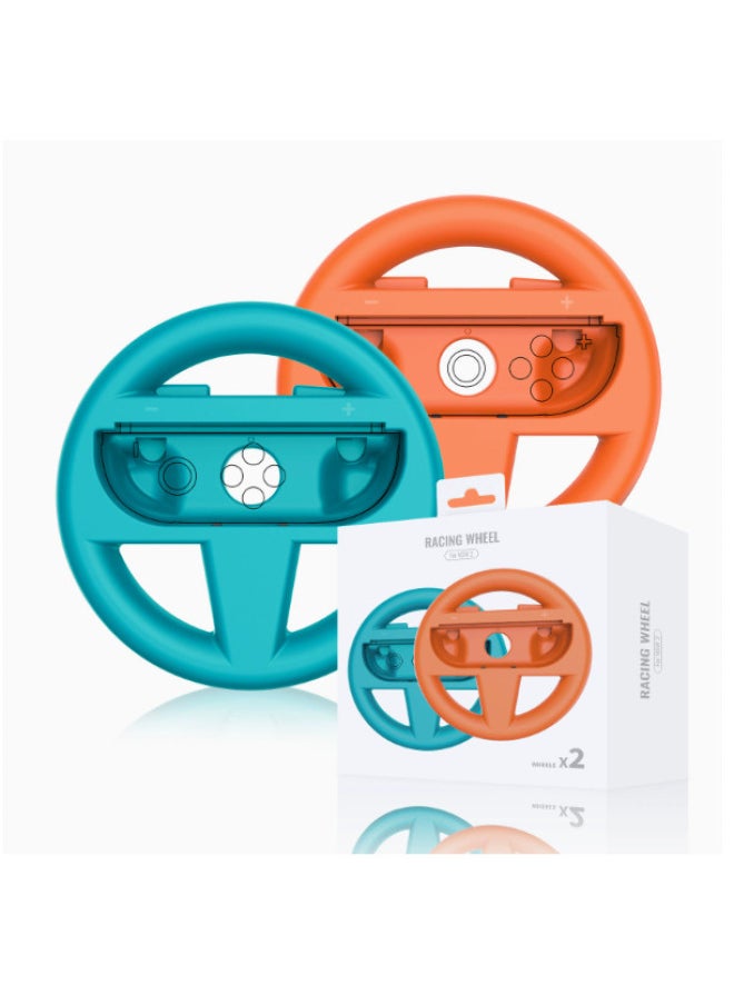 ماركة غير محددة عجلة قيادة JYS الجديدة Switch2 Mario Racing عجلة قيادة JOYCON (عبوة من قطعتين) - لون المنتج: أزرق برتقالي  - Image 1