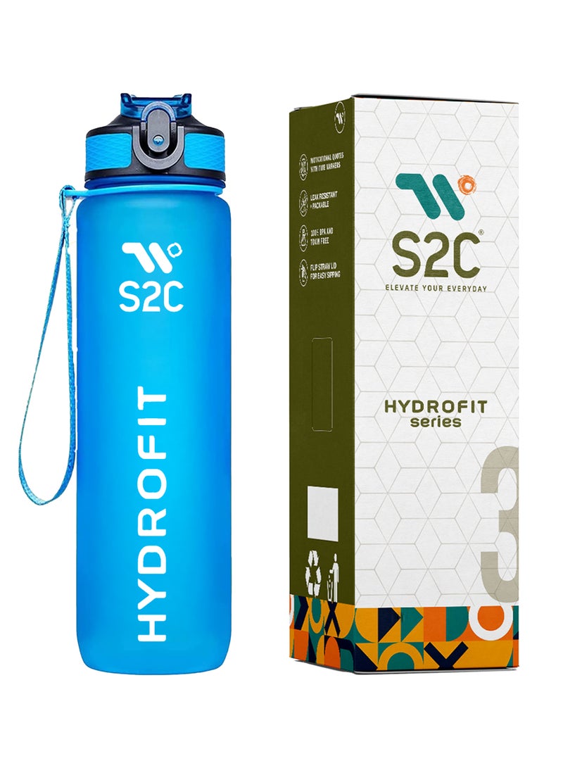 S2C Water Bottles 1L with Times to Drink and Straw, Motivational Water Bottle for kids Leakproof Drinking Sports Water Bottle for Fitness, Gym & Outdoor  - Image 1