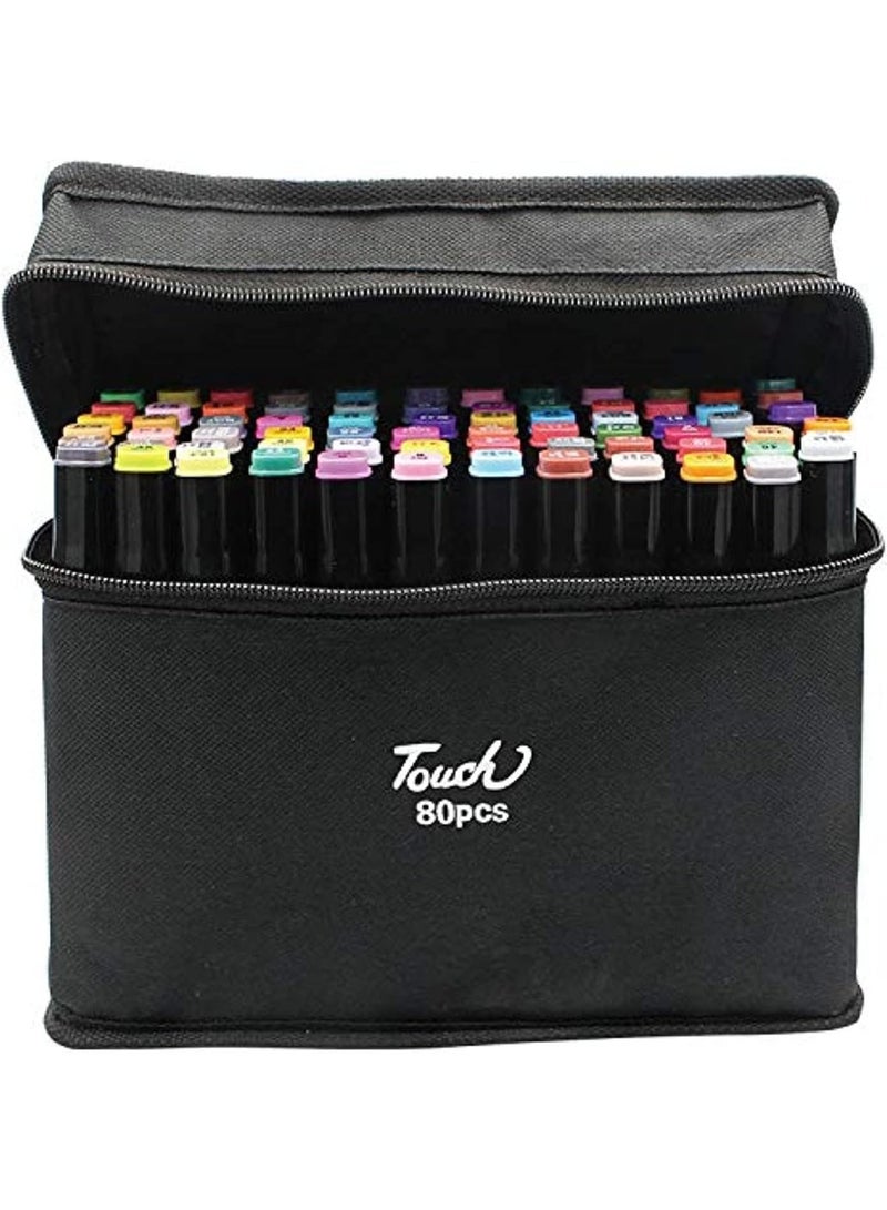 80‑Color Dual Tip Alcohol Marker Set