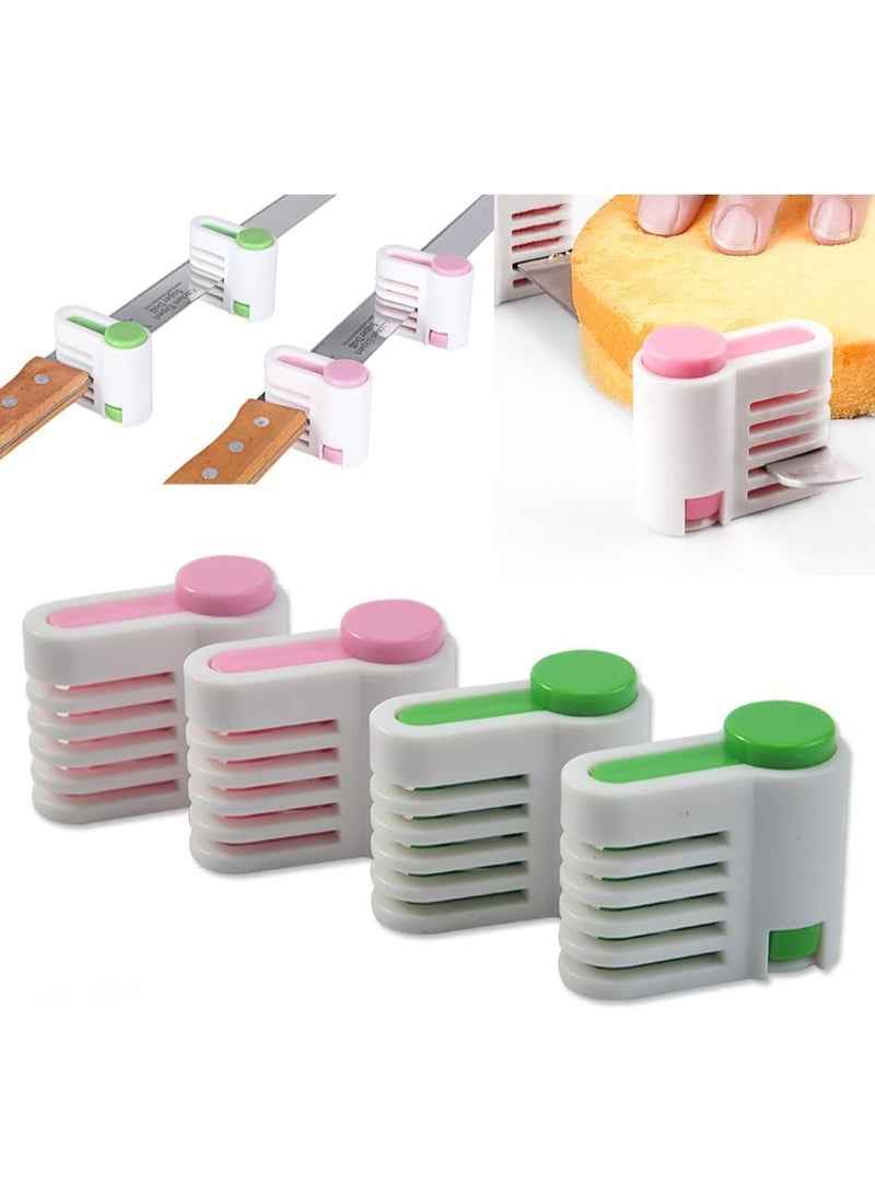 إسكدنيا 4 عبوات من أداة تقطيع الكيك القابلة للتعديل المكونة من 5 طبقات، أداة توجيه للتقطيع المتساوي، أداة تقطيع الكيك بنفس الطريقة، إكسسوار أدوات خبز المطبخ - Image 1