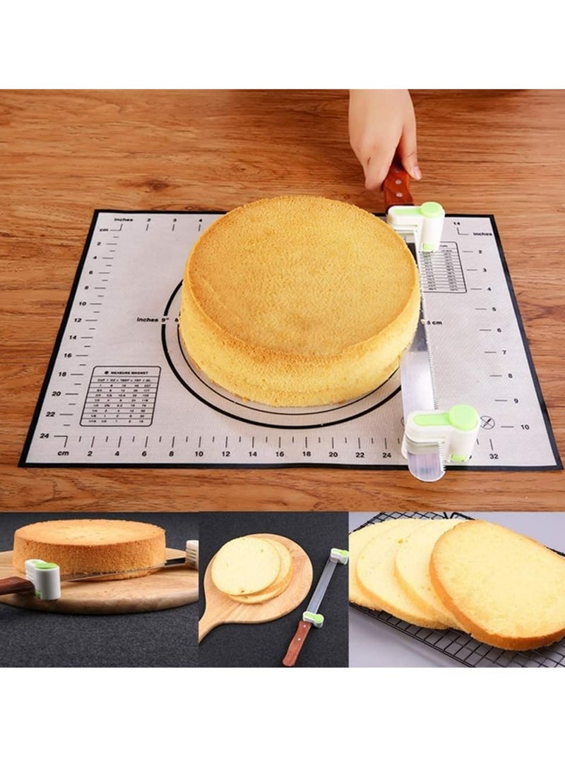 إسكدنيا 4 عبوات من أداة تقطيع الكيك القابلة للتعديل المكونة من 5 طبقات، أداة توجيه للتقطيع المتساوي، أداة تقطيع الكيك بنفس الطريقة، إكسسوار أدوات خبز المطبخ - Image 2