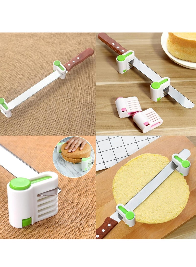 إسكدنيا 4 عبوات من أداة تقطيع الكيك القابلة للتعديل المكونة من 5 طبقات، أداة توجيه للتقطيع المتساوي، أداة تقطيع الكيك بنفس الطريقة، إكسسوار أدوات خبز المطبخ - Image 3