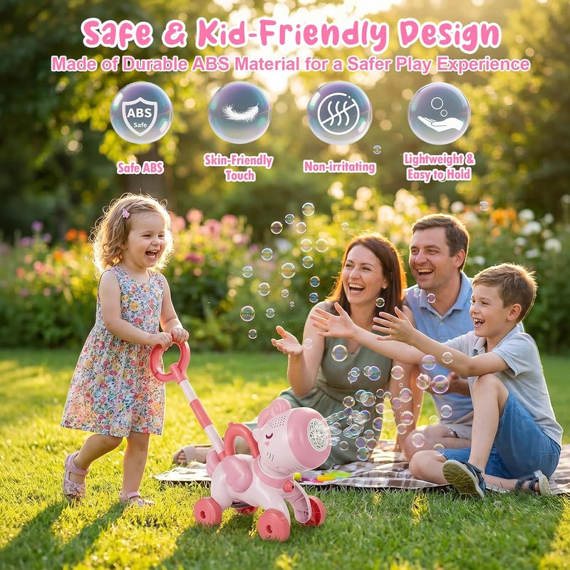 آلة الفقاعات للأطفال الصغار، صانع فقاعات محمول للأطفال مع أضواء ملونة ورأس متحرك، آلة فقاعات أوتوماتيكية خارجية للأطفال من عمر 3-8 سنوات، مثالية للحفلات وأعياد الميلاد - Image 5