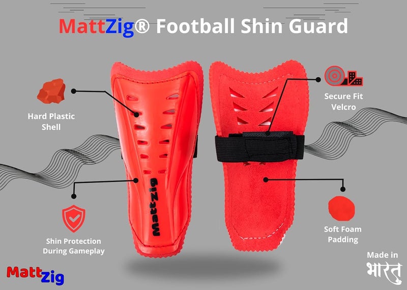 MATTZIG ® Club Football Kit (One Pair of Striped Lycra Socks + One Pair of Shin Guard + One Pair of Cotton Arm Sleeves + One Kit Bag) (White/Red, Red) - Image 3