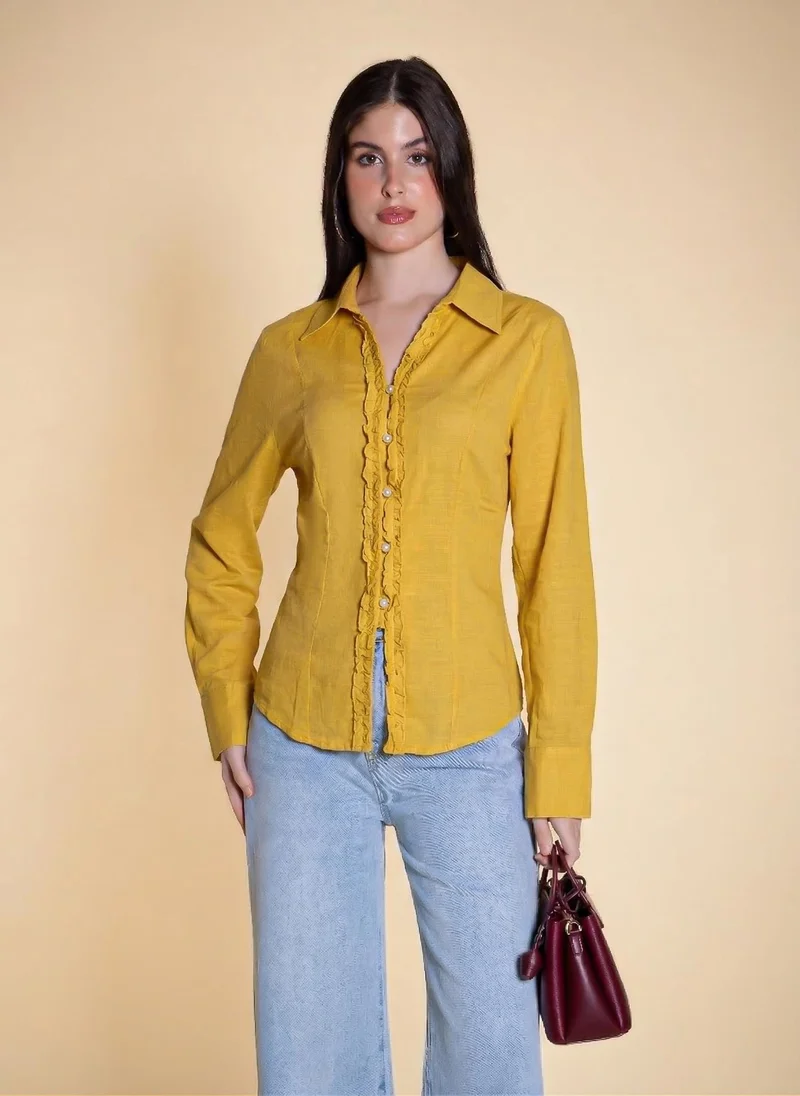 شايبس RUFFLED LINEN BLOUSE