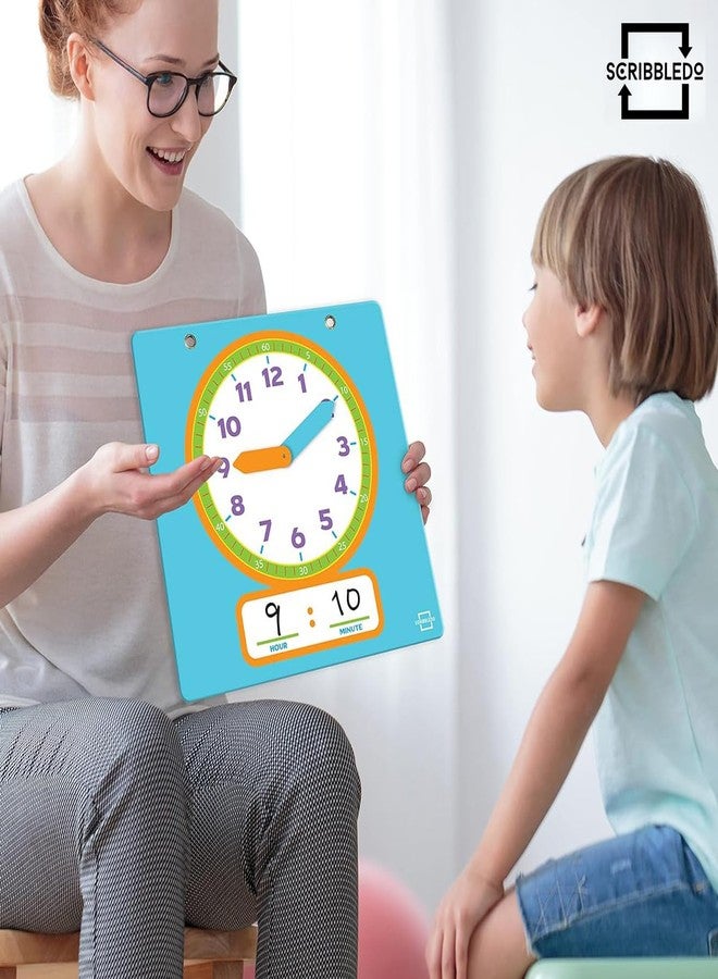 Scribbledo Writable Dry Erase Learning Clock for Kids Write & Wipe Demonstration Clock for Kids Learning to Tell Time Classrooms and Homeschool Supplies - Image 3