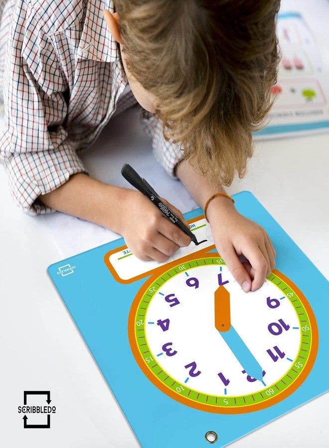 Scribbledo Writable Dry Erase Learning Clock for Kids Write & Wipe Demonstration Clock for Kids Learning to Tell Time Classrooms and Homeschool Supplies - Image 5