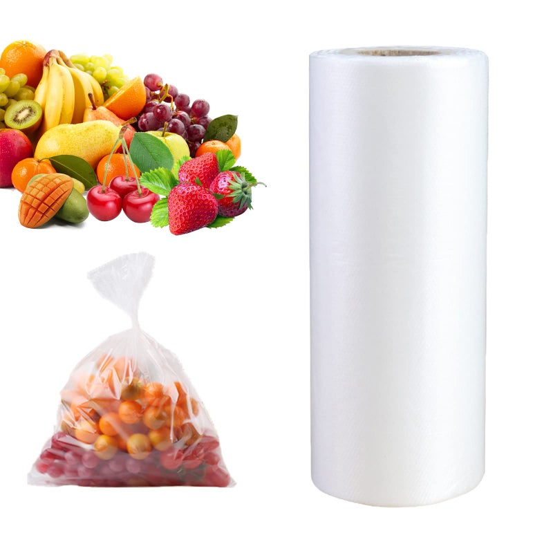 SJPACK Plastic Produce Bag Clear Food Storage Bags for Fruits Vegetables 12 X 20 Inches on a Roll 350 BagsRoll