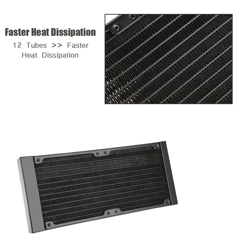 12 - Tube PC Heat Exchanger with G1/4 Thread, Water Cooler Tube for Computer Water Cooling System, Built - in Water Separator, Red Copper Fin and Brass for CPU (240mm) - Image 3