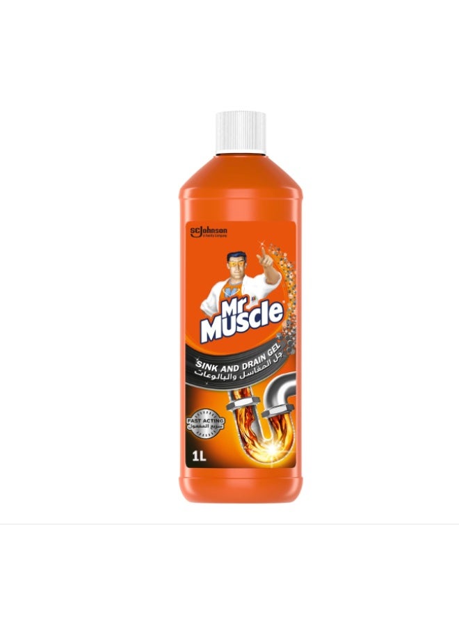 Mr Muscle Mr. Muscle Sink & Drain Gel Cleaner, All Pipes Safe, 1L - Image 1