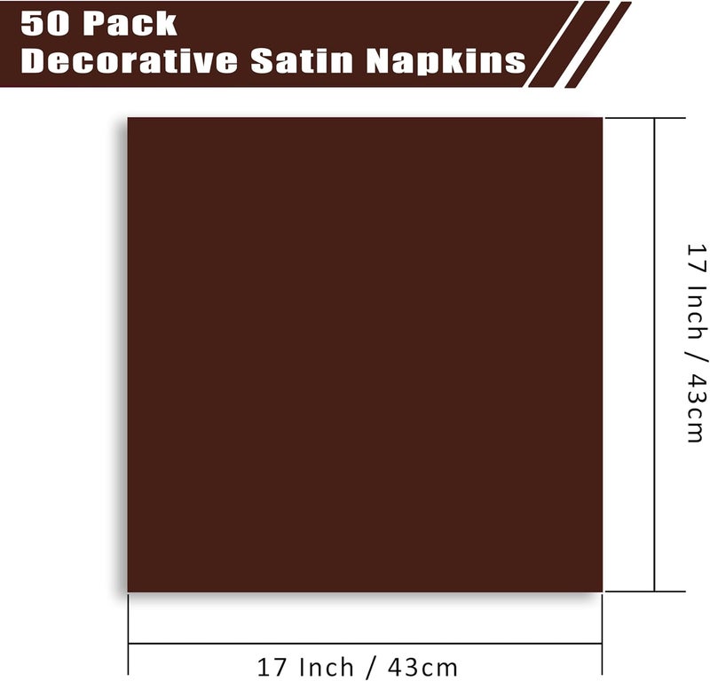 Vacvelt 50 Pack Decorative Elegant Satin Dinner Napkins 17x17 Wedding Party Napkins in Chocolate Brown - Image 5