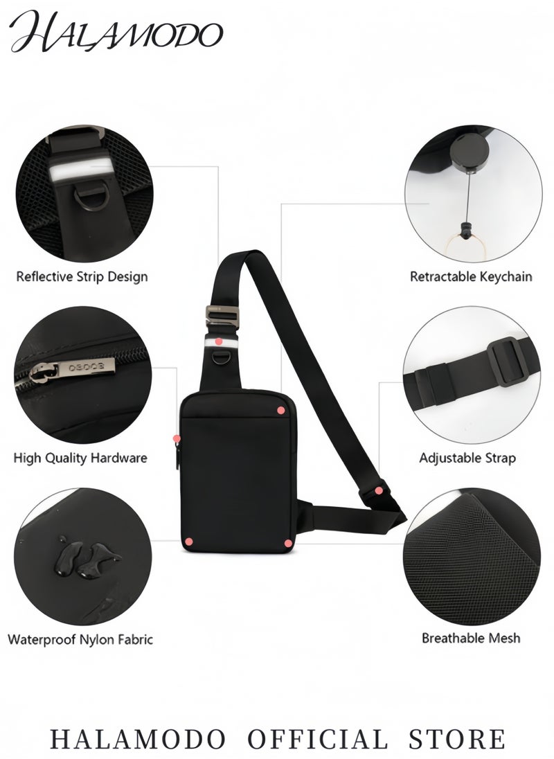 HALAMODO Mini Crossbody Sling Bag Chest Bag Water Resistant Fanny Pack Running Phone Holder for Men Women Workout Travelling  - Image 5