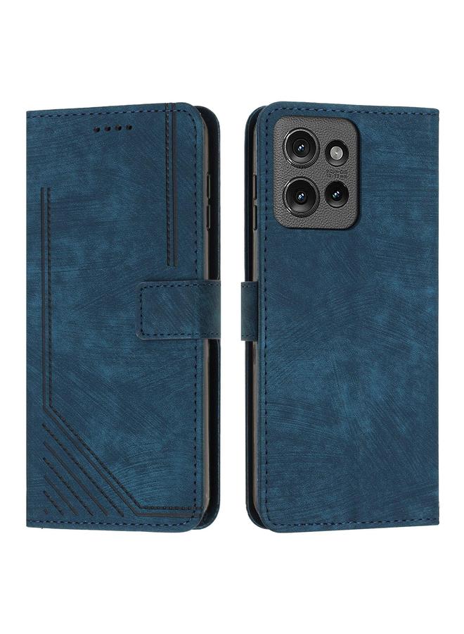 S-TOP Case For Motorola Moto G 5G 2025 Skin Feel Stripe Pattern Leather Phone Case with Lanyard - Image 1