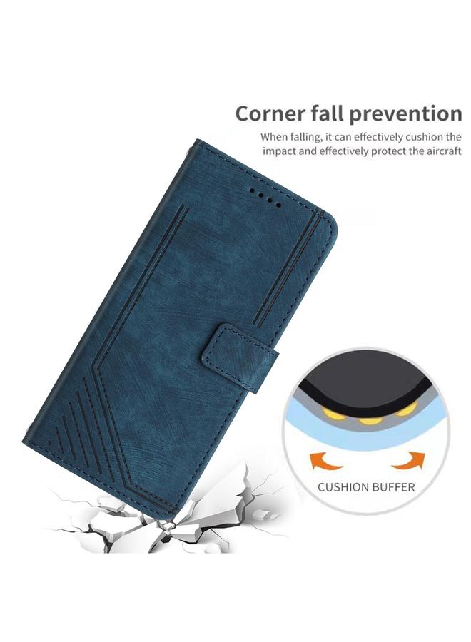 S-TOP Case For Motorola Moto G 5G 2025 Skin Feel Stripe Pattern Leather Phone Case with Lanyard - Image 5