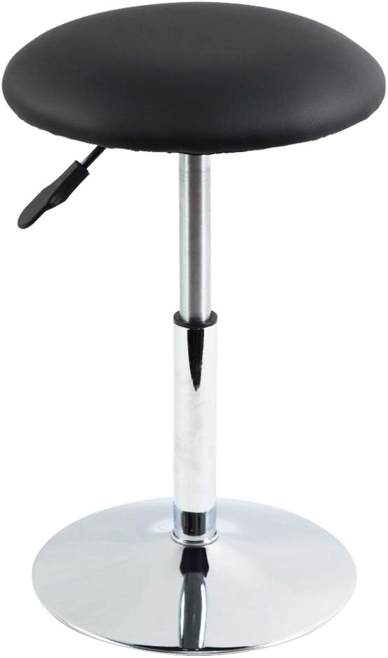 FURWOO Short Round Spa Stool Make up Stool Height Adjustable Vanity Stool Swivel Bench for Bedroom Living Room Black