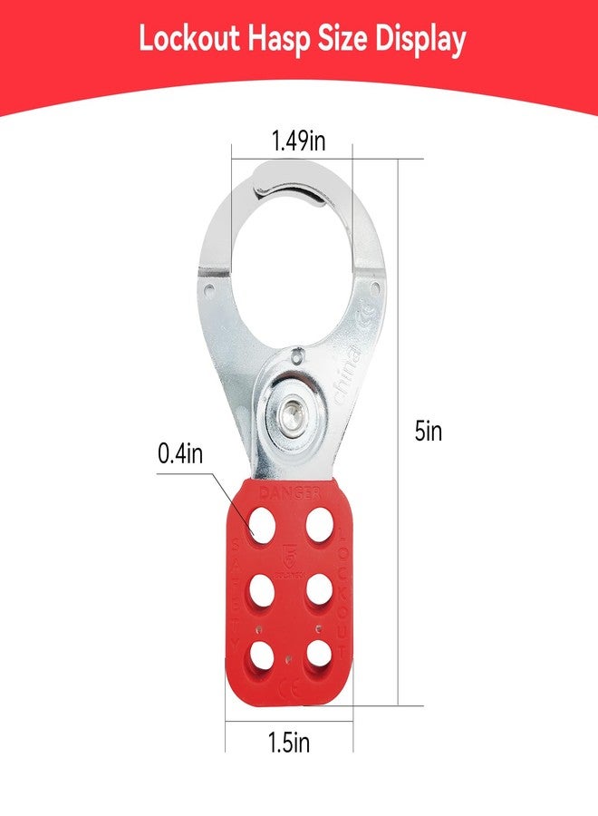 BULANGDI Lock Out Tag Out Hasp,Red 1.5 inch Jaw Diameter Stainless Steel Lockout Hasp Tamper-Proof Padlock Hasp with Extended Jaw,Nylon Handle,Impact-Resistant(10 Pack) - Image 2