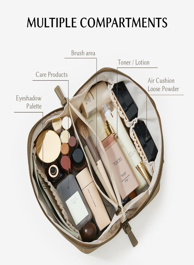 EACHY حقيبة مكياج EACHY، حقائب تجميل بسعة كبيرة للنساء، حقيبة مستحضرات تجميل مسطحة قابلة للفتح بزاوية 180° للسفر مع فاصل ومقبض - Image 2