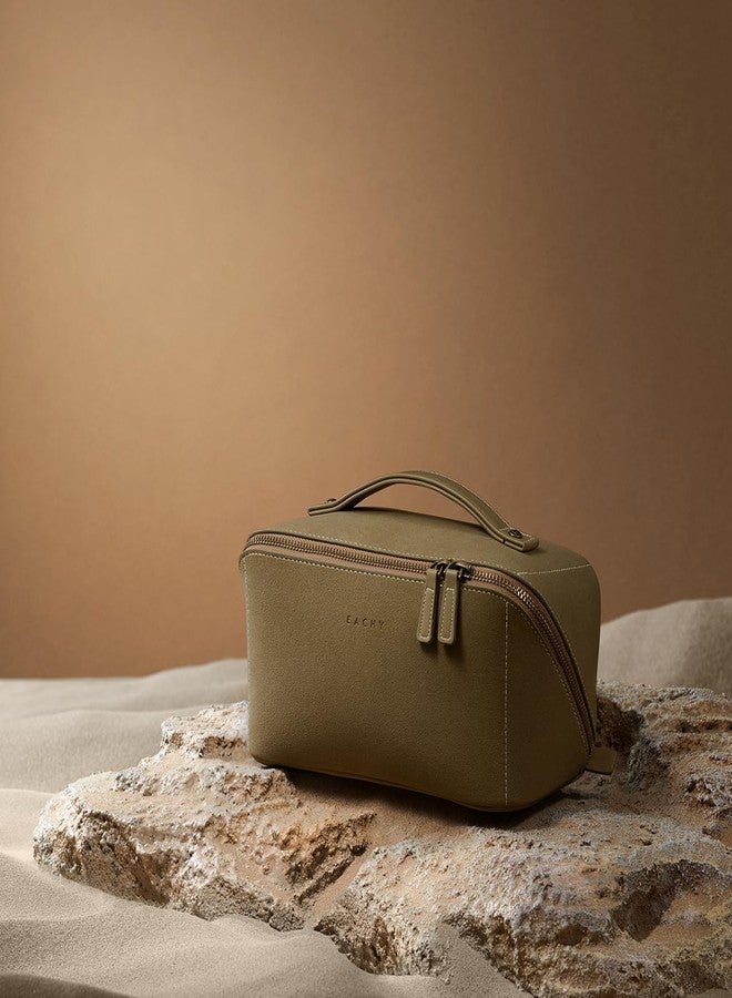 EACHY حقيبة مكياج EACHY، حقائب تجميل بسعة كبيرة للنساء، حقيبة مستحضرات تجميل مسطحة قابلة للفتح بزاوية 180° للسفر مع فاصل ومقبض - Image 5