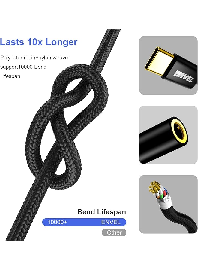 إنفيل محول سماعة رأس USB C إلى 3.5 مم من النوع C إلى كابل مقبس صوت Aux متوافق مع Iphone 15 Pro Max وipad Pro 2022 2021 2020 2018 وGoogle Pixel 7 6 5 وSamsung Galaxy S23 S22 S21+Ultra Fe وXiaomi - Image 4