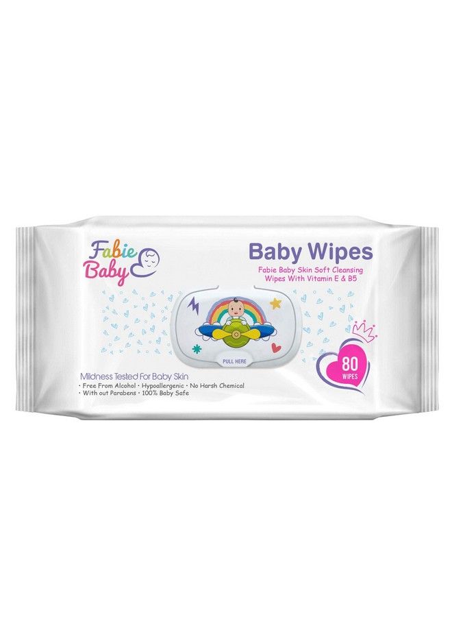 Fabie Baby Skin Soft Cleansing Wipes ;; With Vitamin E Hypoallergenic ;; Double Closure ;; Keeps Moisture ;; Intact Alcoholfree 80S (Pack Of 1) - Image 1