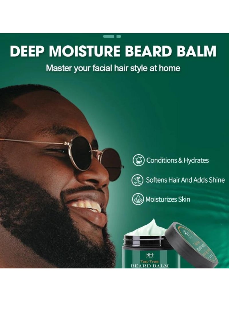 Sevich 100g Tea Tree Beard Balm Beard Balm with Tea Tree Oil and Shea Butter for Styles Moisturizes Hydrates Strengthens and Softens Beards and Moustaches Leave in Conditioner Wax for Men Beard Balm - Image 5
