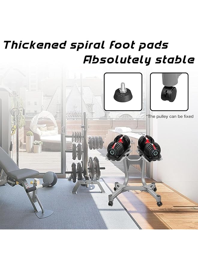 ALCOACH Adjustable Dumbbell Stand Fitness Dial Dumbbell Rack with Adjustable Belt Steel Dumbbell Holder Weight Rack Storage Stand with Wheels Suitable for 24KG/40KG (HM 19) - Image 2
