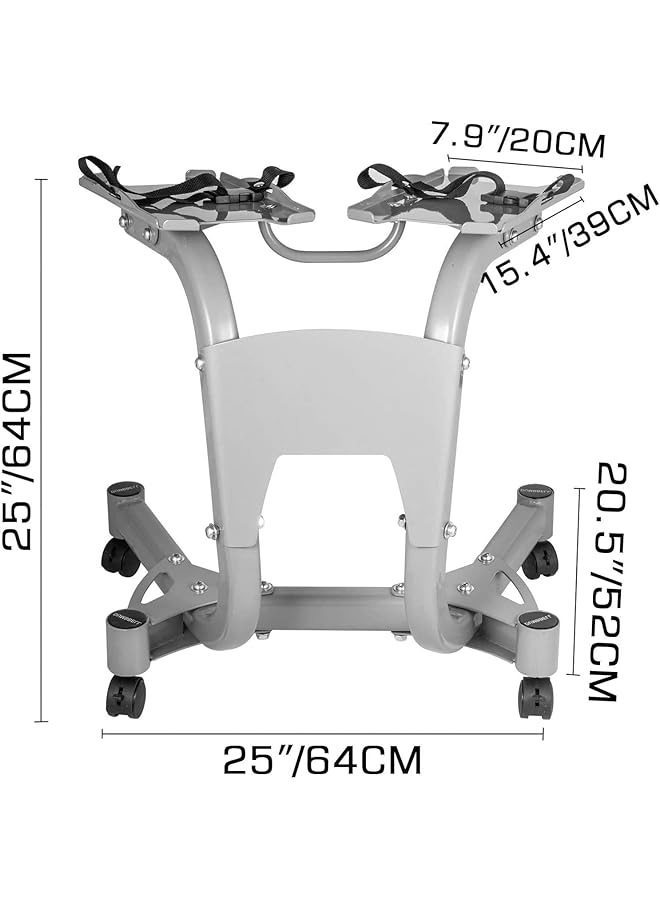 ALCOACH Adjustable Dumbbell Stand Fitness Dial Dumbbell Rack with Adjustable Belt Steel Dumbbell Holder Weight Rack Storage Stand with Wheels Suitable for 24KG/40KG (HM 19) - Image 5