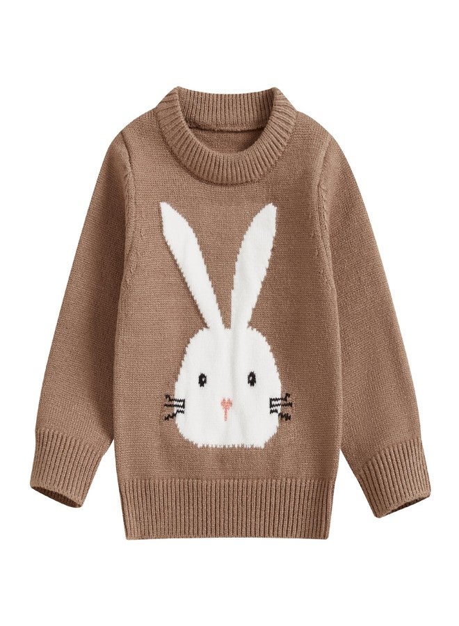 KMBANGI Baby Boy Girl Easter Sweater Toddler Baby Bunny Knitted Sweatshirt Cable Knitwear Warm Pullovers Top Spring Fall 0-3Y (Brown, 2-3 Years) - Image 1