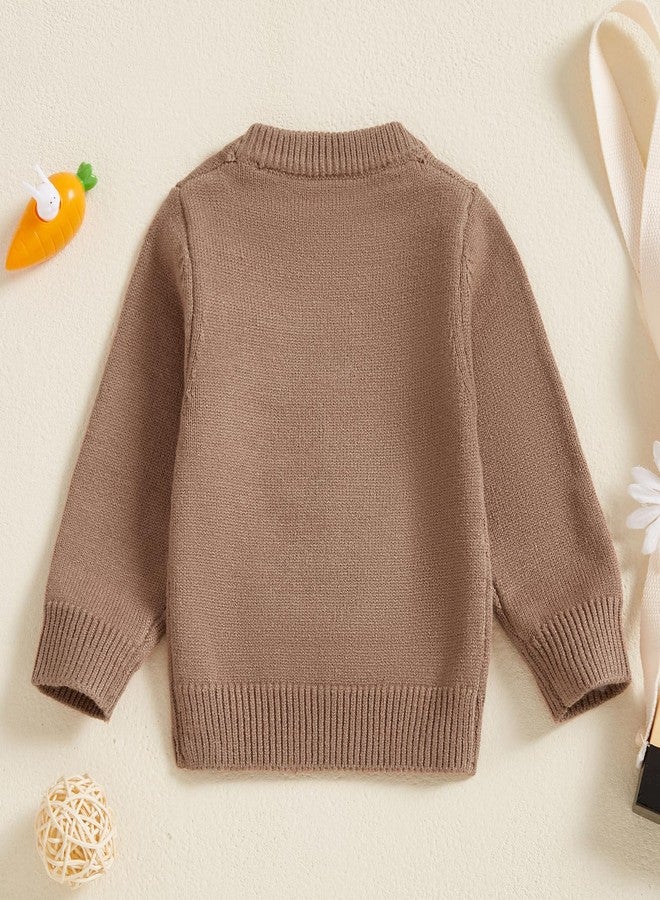 KMBANGI Baby Boy Girl Easter Sweater Toddler Baby Bunny Knitted Sweatshirt Cable Knitwear Warm Pullovers Top Spring Fall 0-3Y (Brown, 2-3 Years) - Image 4