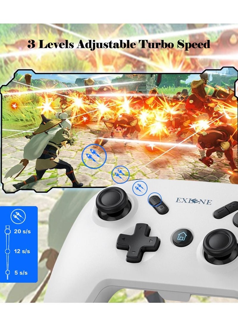 Exlene Wireless Switch Pro Controller for Nintendo Switch/Switch Lite/PC/IOS/Android/Steam, Wake Up, Adjustable Vibration & Turbo, Motion Control