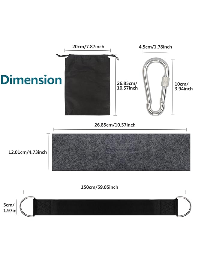 Excefore Tree Swing Hanging Straps Kit 5Ft Extra Long Ultra Strong Hammock Strap Holds 1000 Lbs With Two Heavy Safer Lock Snap Duty Carabiners For Tree Swing & Hammocks Carry Pouch Easy Fast Installation - Image 2